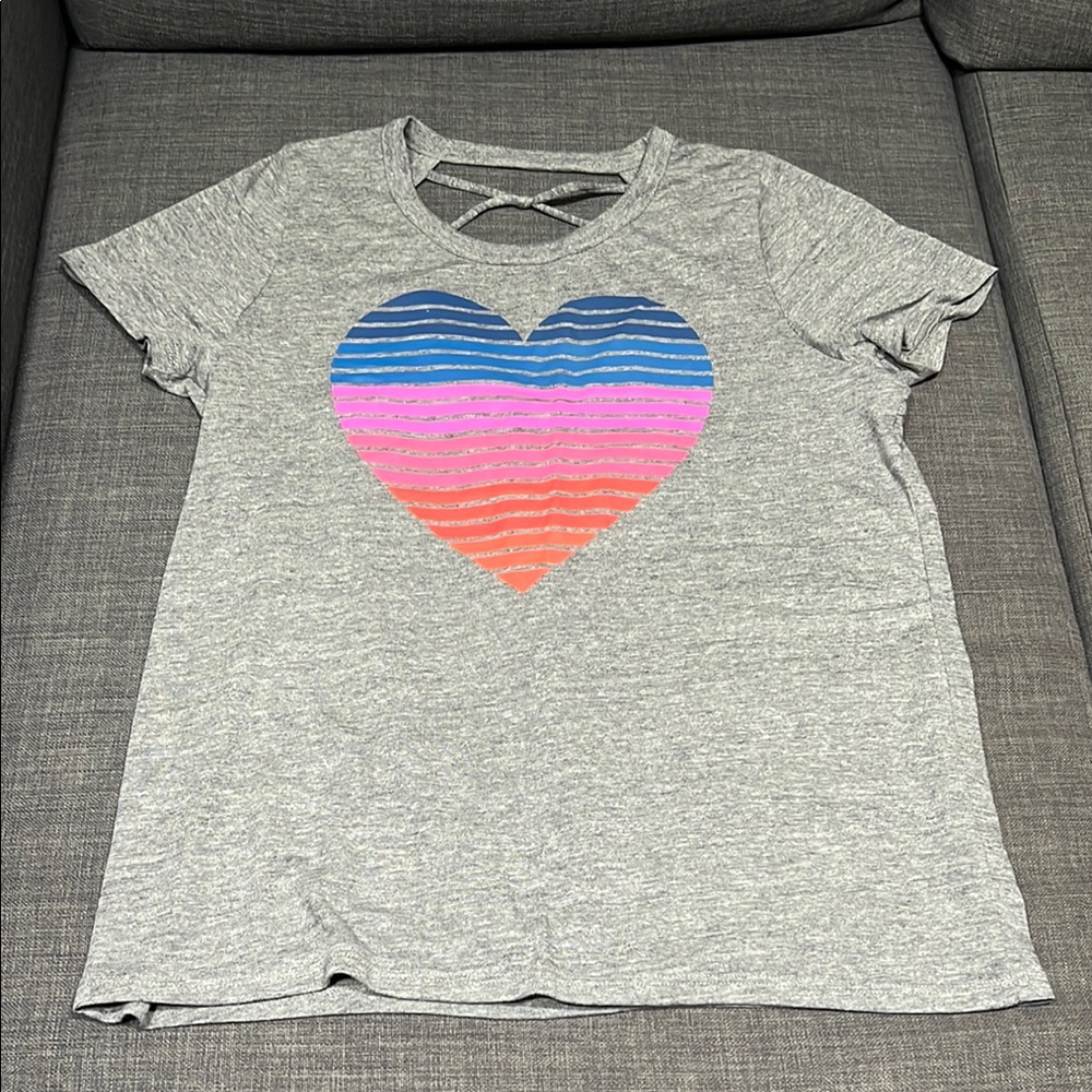 Chaser Gray Tee with Multicolor Heart